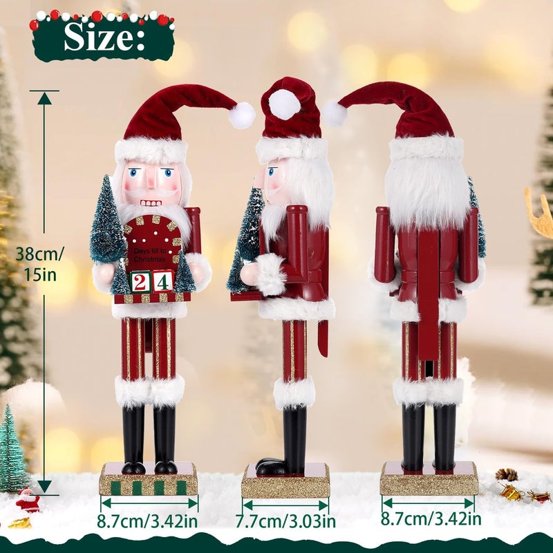 BXO Store Christmas Decorations Nutcracker Ornament,15 Inch Wooden Traditional Festive Collectible Nutcracker, for Family and Thanksgiving Decor(Countdown Calendar) - Image 1